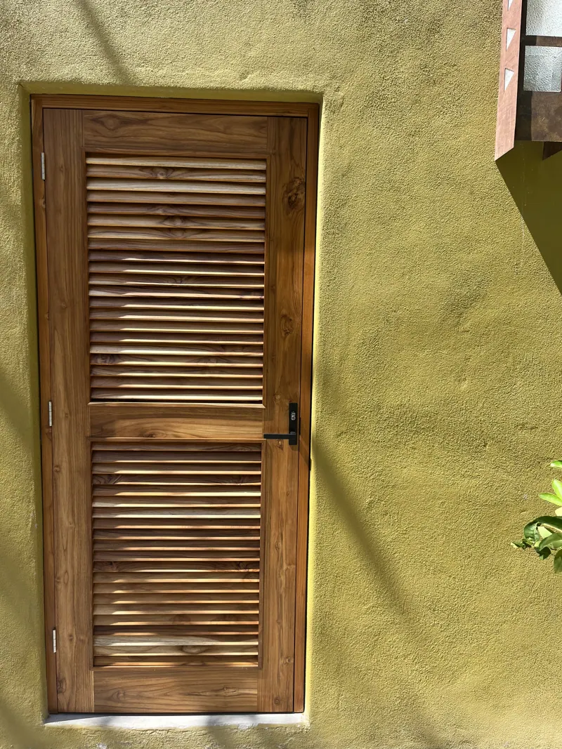 Solid wood louvered door
